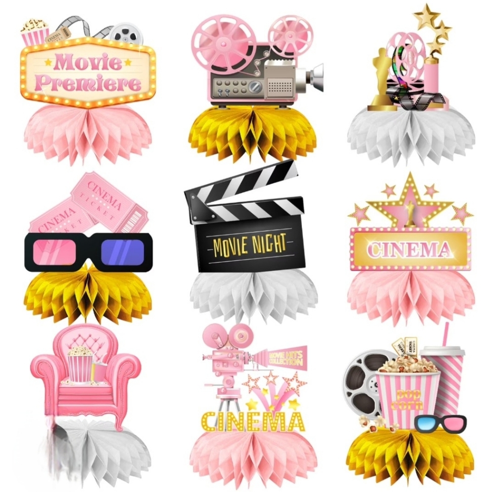Pink Movie Night Theme Party Honeycomb Decor
